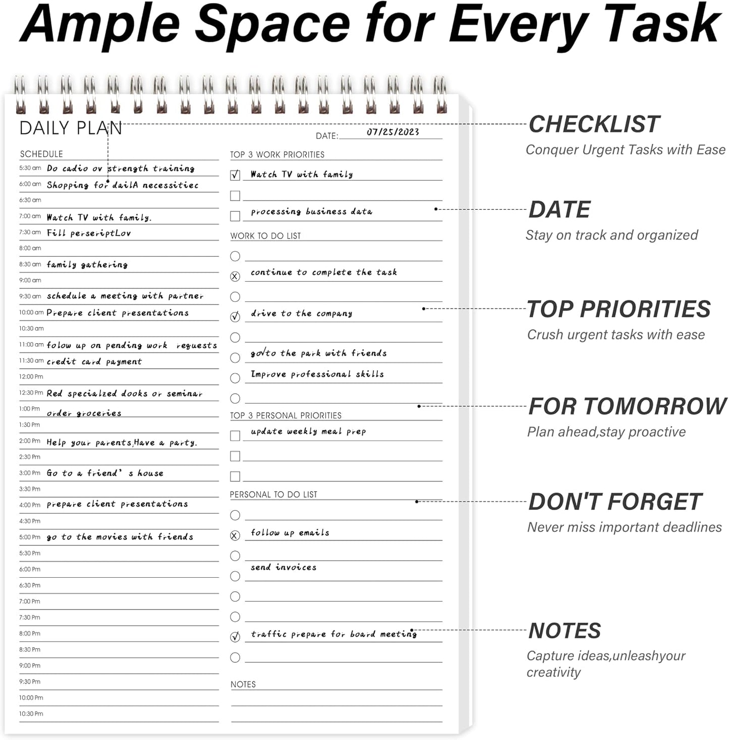 Weekly Planner Notepad,Spiral To Do List Undated Planning Pad, Weekly Organizer for Students, Weekly Agenda for Work & Daily Life, 52 Sheets, 6.5 x 9.8 in (Green)