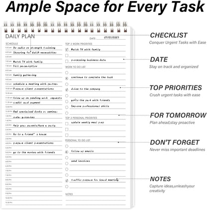 Weekly Planner Notepad,Spiral To Do List Undated Planning Pad, Weekly Organizer for Students, Weekly Agenda for Work & Daily Life, 52 Sheets, 6.5 x 9.8 in (Green)