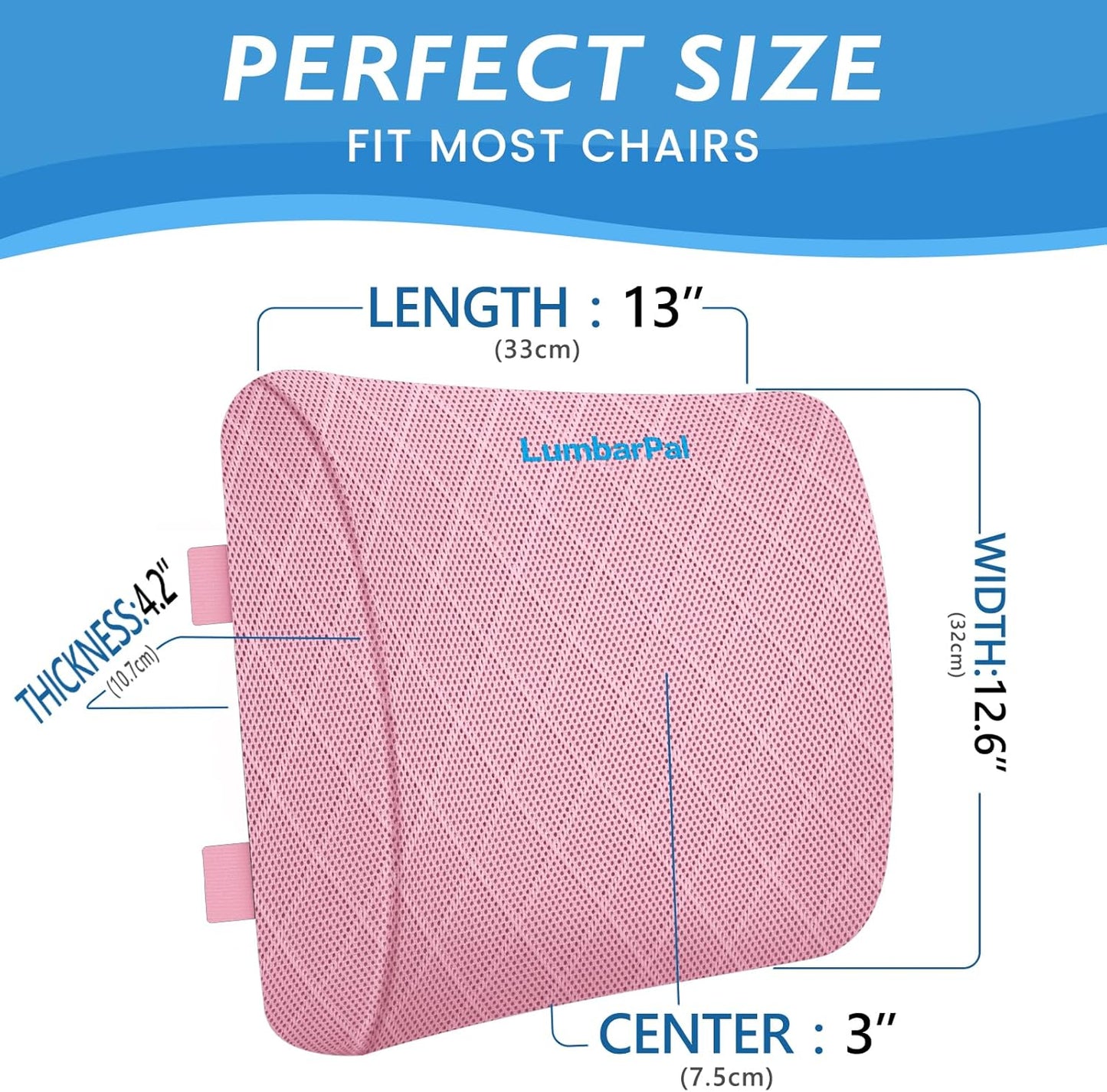 Lumbar Support Pillow for Office Chair Back Support Lumbar Pillow for Car, Gaming, Office Chair - Improve Sitting Posture & Back Pain Relief, Memory Foam, Adjustable Straps, Grey