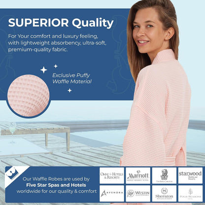 Monarch Square Waffle Spa Kimono Robe for Men or Women