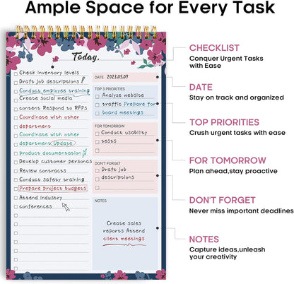 Taja To Do List Notepad - To Do List Notebook for Work with 52 Sheets, 9.8" x 6.5", Undated Daily Planner Perfect for Daily Tasks and Goal Setting, Notepad Suitable for Office, Home & School - Violet Dream