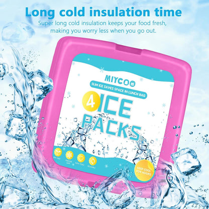 MIYCOO Ice Packs for Lunch Boxes & Coolers - Quick Freeze Ice Pack Space Saving Freezer Packs - Reusable Slim Original Cool Pack - Cooler Accessories for Beach, Camping and Fishing