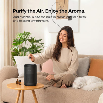 Purivortex Air Purifier for Bedroom, HEPA Air Purifier for Smoke, Dust, Pollen, Pet Dander, Odor & Hair, Quiet Portable Air Cleaner with Sleep Mode, Covers Up to 540 Sq Ft, AC300 Pro White