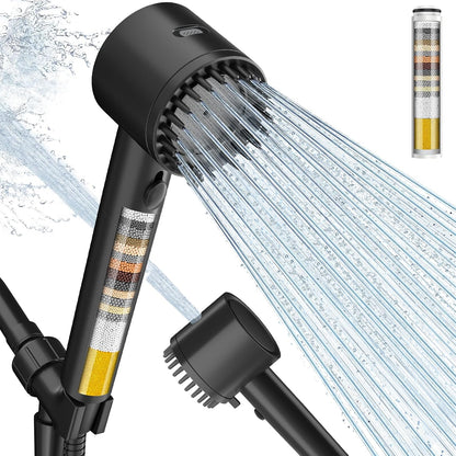 Cobbe Filtered Shower Head with Handheld, 4+1 Spray Mode Showerhead with Filters, Built-in Power Wash for Hard Water - Remove Chlorine - Reduces Dry Itchy Skin, Luxury Gray