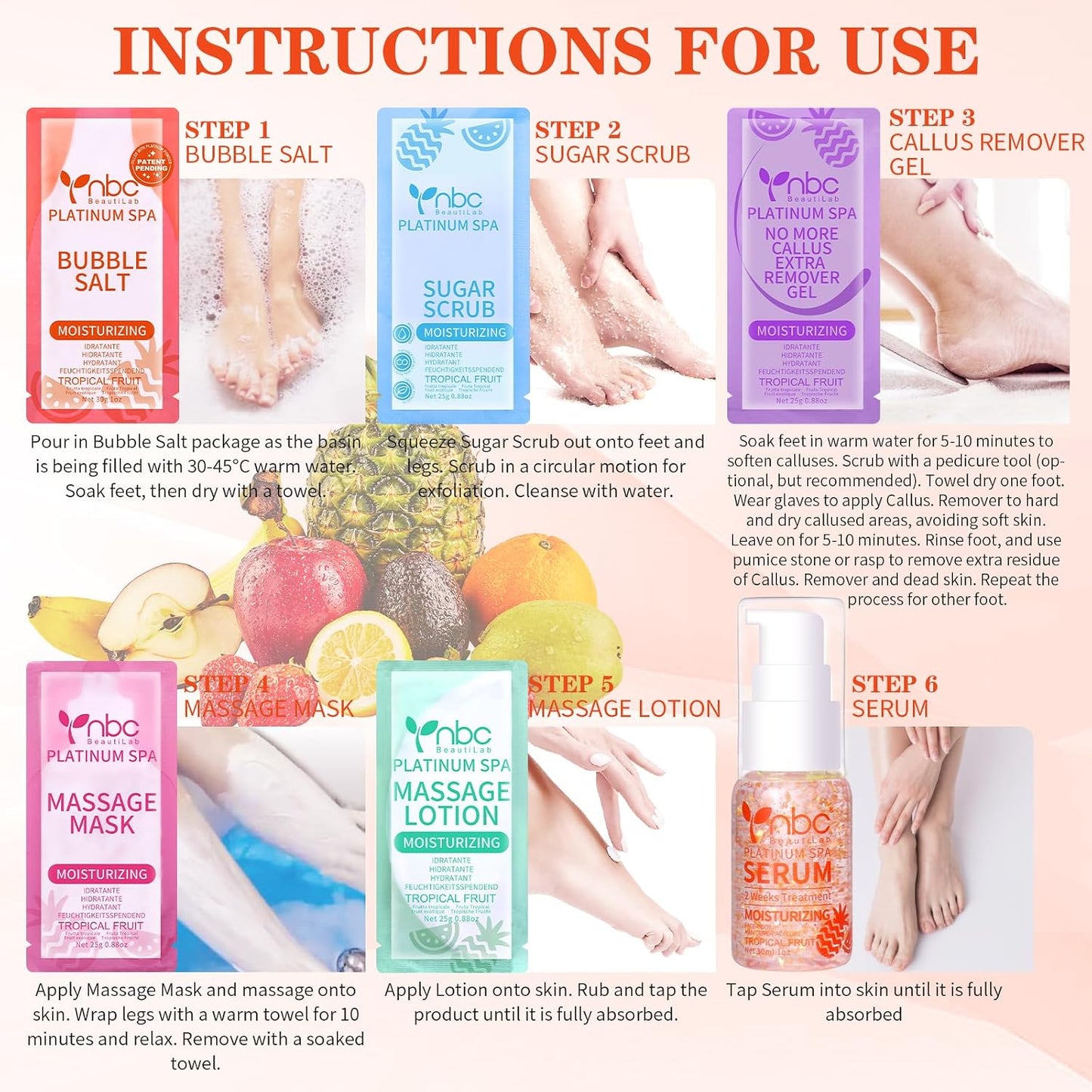 Pedicure Kit Foot Soak Set: Bubble Salt, Sugar Scrub, Massage Mask, Massage Lotion in a Box, 4 Step Foot Spa Kit for Dry Feet, Softens Calluses, Tired Feet（3 Set Lavender) - Colors A
