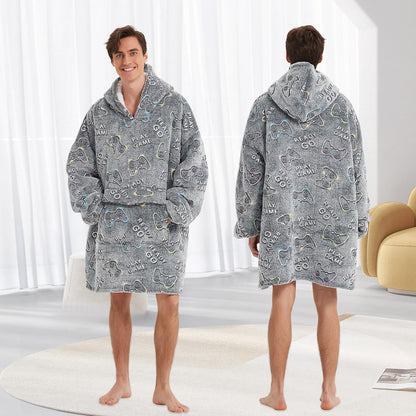 Fiosnow Sun and Moon Blanket Hoodies for Women and Men Adult Oversize Wearable Blanket Hoodies for Soft and Warm