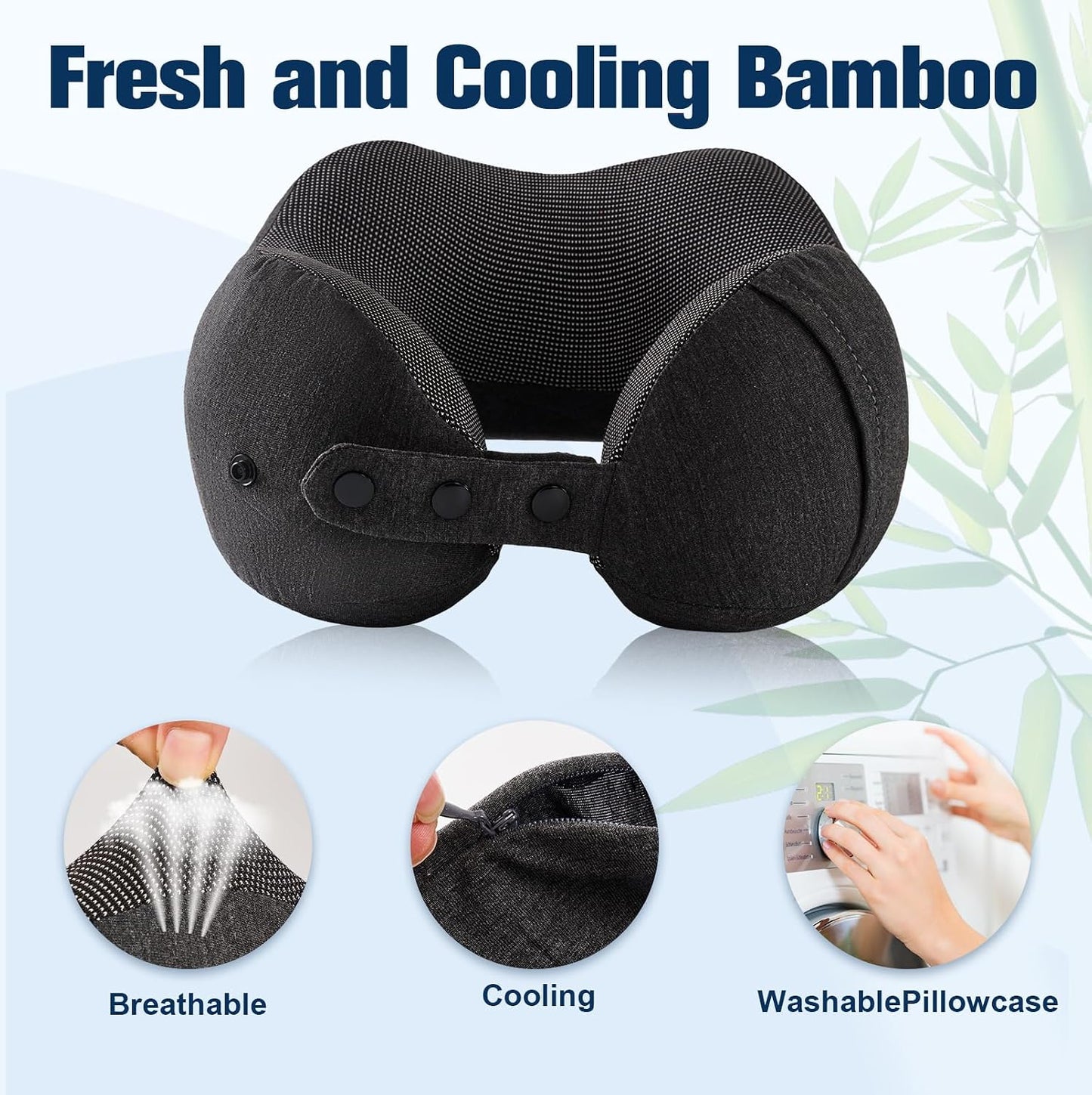 Cirorld Neck Pillow for Traveling, Travel Pillows for Airplanes,100% Pure Memory Foam Travel Neck Pillow, Adjustable Flight Pillow, Portable Plane Accessories with Eye Mask, Earplugs, Carry Bag