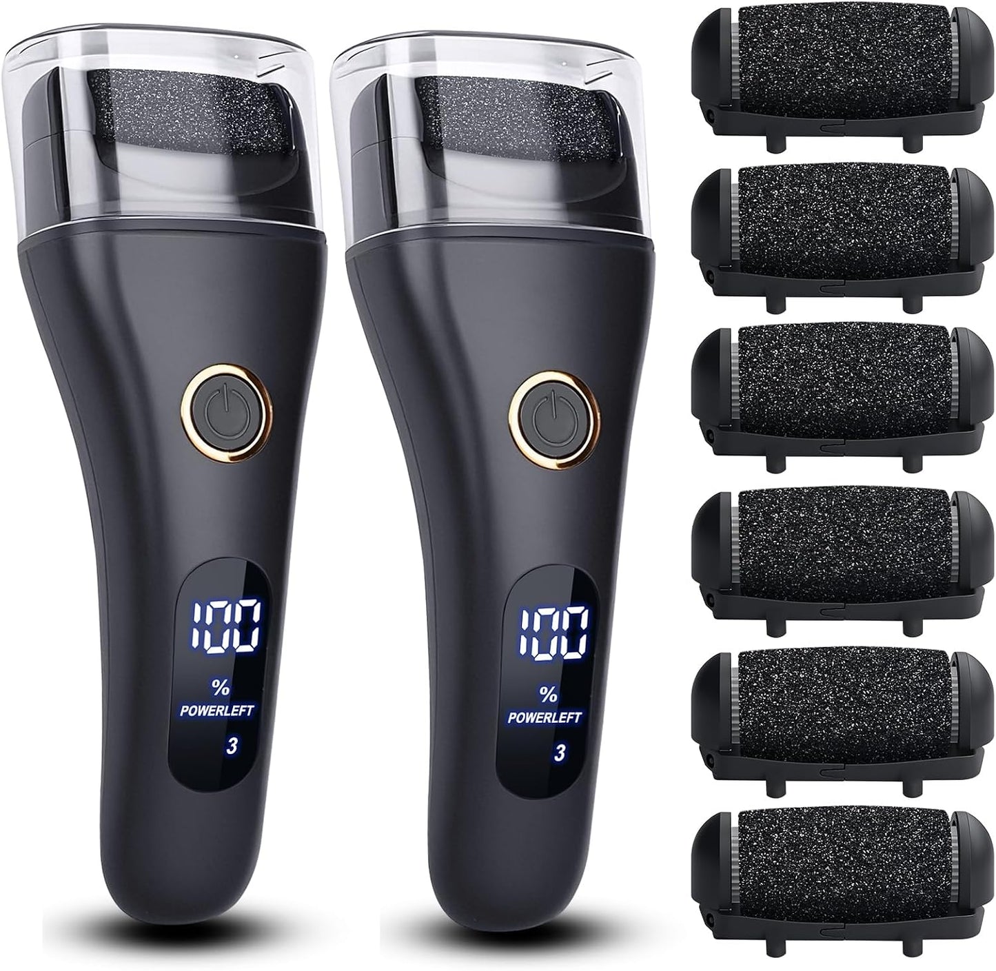 Electric Foot File Callus Remover for Feet - 6pcs Larger Grinding Head&3Speed, Pedicure Kit Foot Scrubber Deadskin Callus Remover, Foot Care Kit Pedicure Tools for Dead Skin Callus Hardskin Dry Cracks