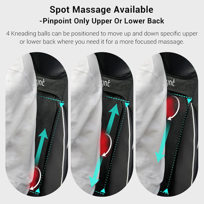 Mynt FSA Eligible HSA Approved Shiatsu Neck and Back Massager for Chair with 10 Deep Kneading Nodes, 2D & 3D Back Massage with Heat, Portable Spot Massage Chair Pad (Black)