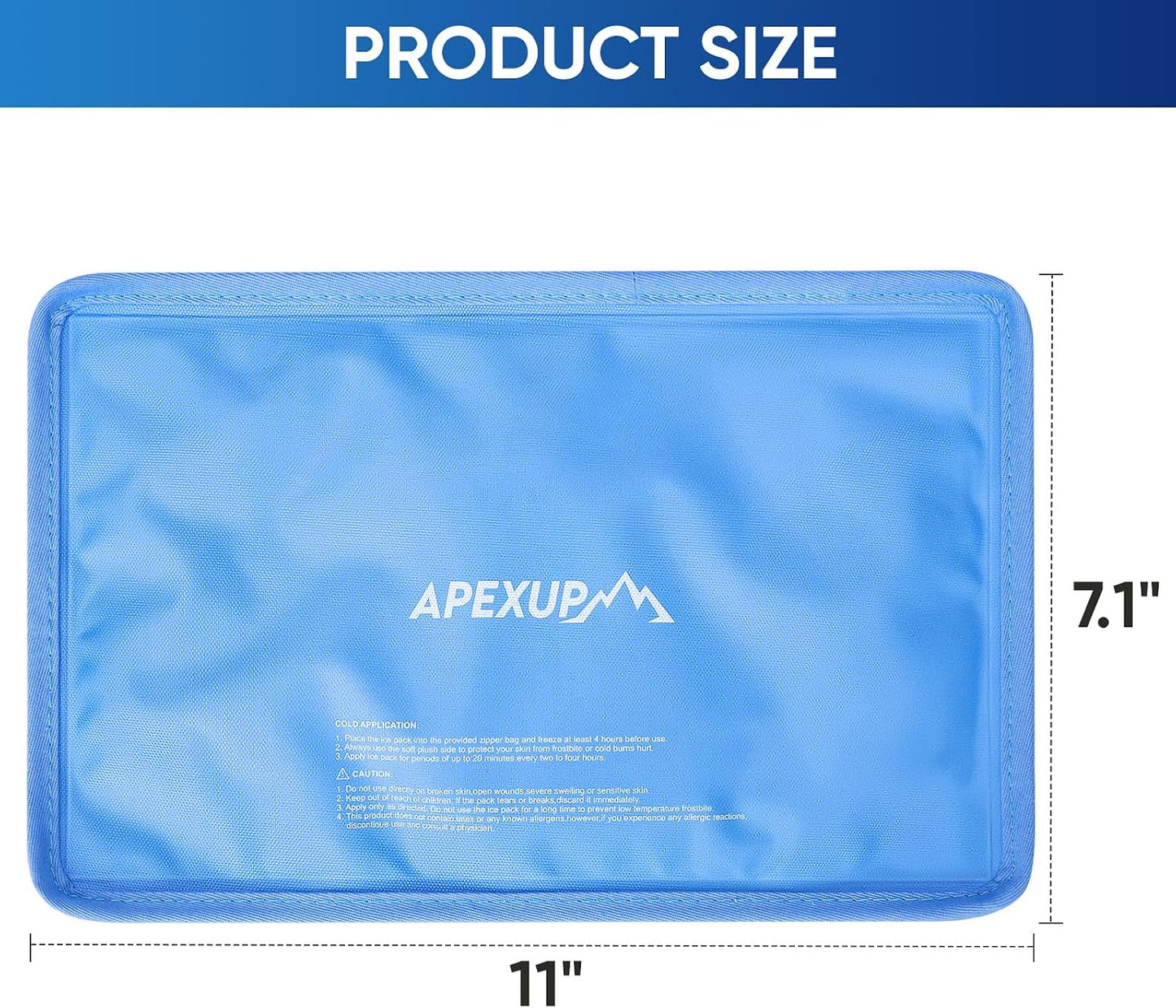 APEXUP Gel Ice Packs for Injuries Reusable, Flexible Double Sided Cold Packs for Injuries, Ice Pack for Knee, Shoulder, Back, Hip, Leg, Arm (Blue, 11"x7.1", 1PK)