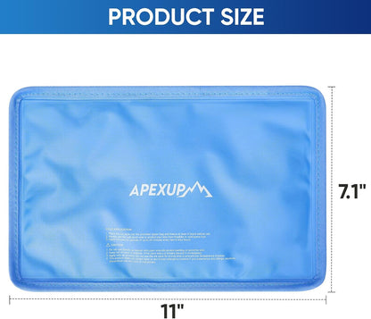 APEXUP Gel Ice Packs for Injuries Reusable, Flexible Double Sided Cold Packs for Injuries, Ice Pack for Knee, Shoulder, Back, Hip, Leg, Arm (Blue, 11"x7.1", 1PK)