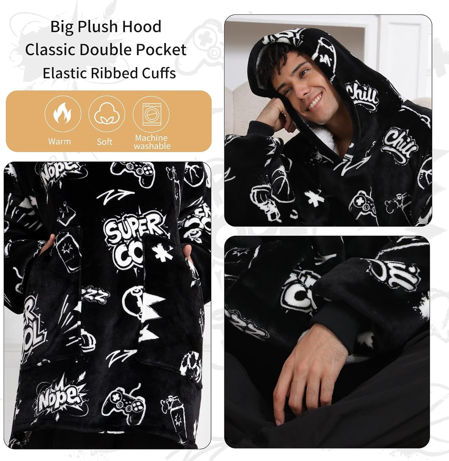 Aemicion Strawberry Blanket Hoodie,Oversized Sherpa Wearable Hooded Blanket,Warm Cozy Sweatshirt Gifts for Women Girls Adult