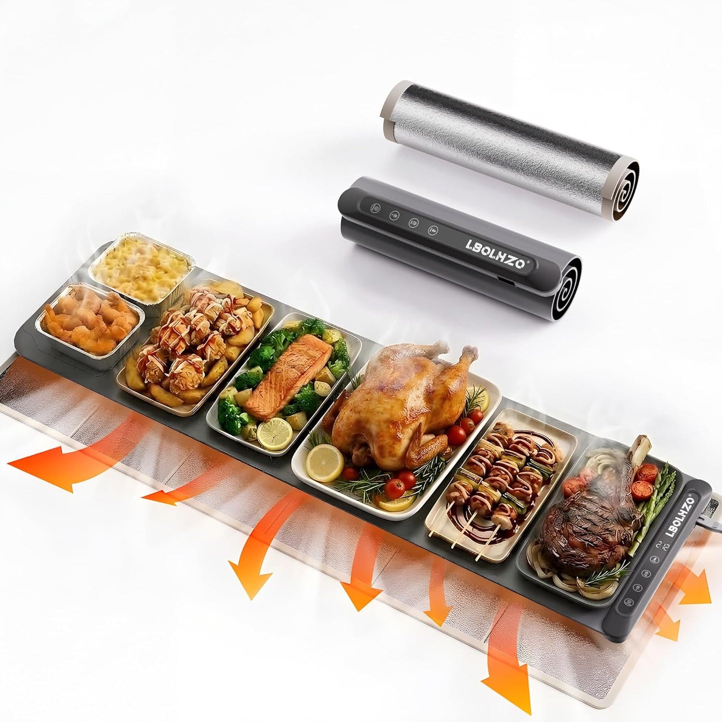 Warming Mat For Food Extra Large 36"x16" 580W Food Warming Mat With Heat Resistant Pad,Chafing Dishes for Buffet 6 Temp 6 Hour,Roll Up Food Warmers for Parties Buffet for Catering Gatherings