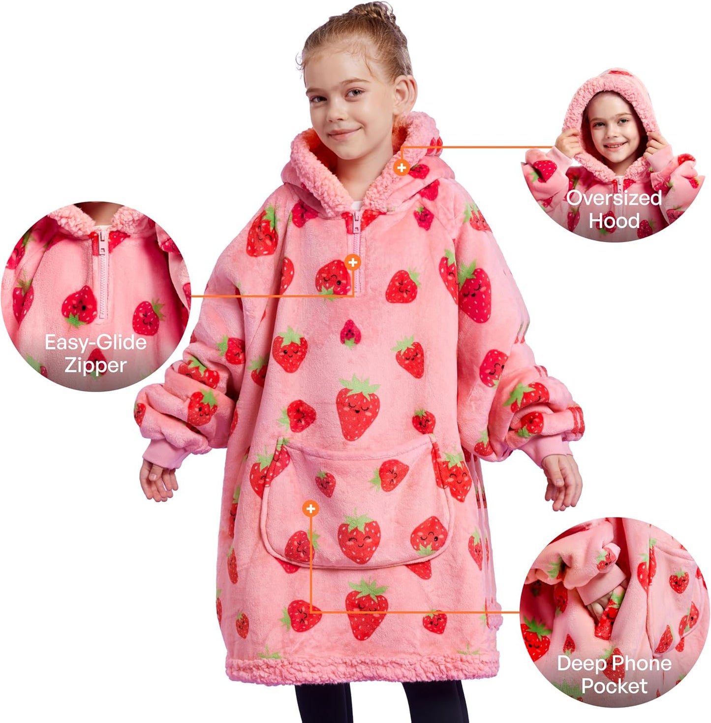 Giggling Getup Wearable Blanket Hoodie for Adults Gifts for Teen Girls Sister Women Sherpa Fleece Printed Hooded Blanket Sweatshirt Warm Cozy with Pocket & Sleeves Beige Cat