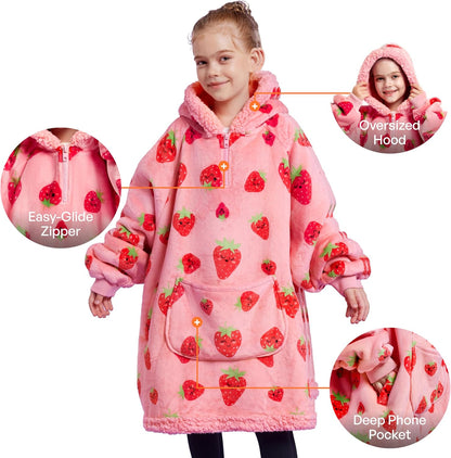 Giggling Getup Wearable Blanket Hoodie for Adults Gifts for Teen Girls Sister Women Sherpa Fleece Printed Hooded Blanket Sweatshirt Warm Cozy with Pocket & Sleeves Beige Cat