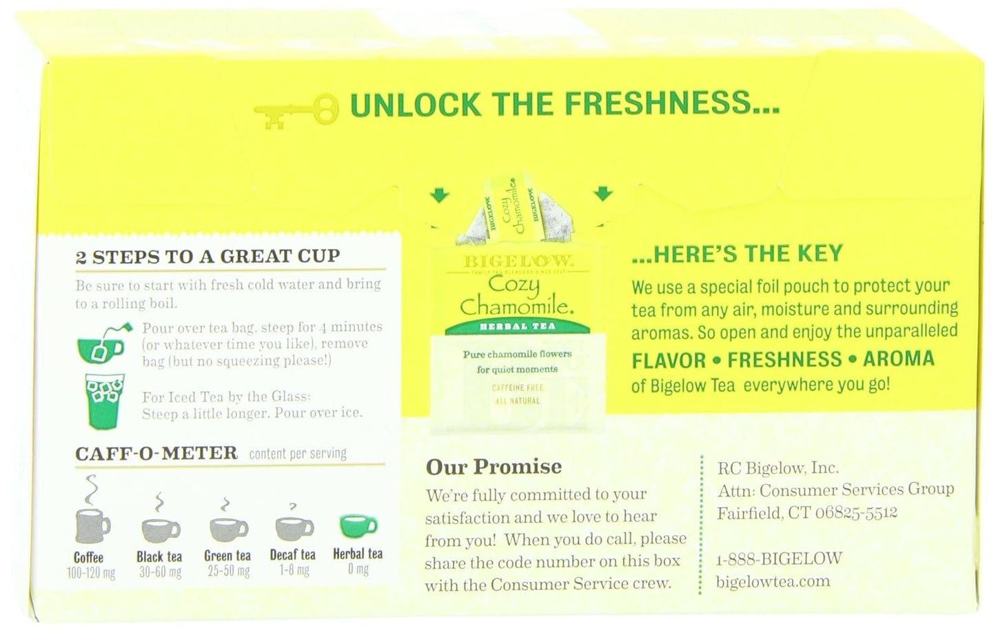 Bigelow Cozy Chamomile Herbal Tea,Caffeine Free Tea with Chamomile Flowers, 100 Count Box (Pack of 1)