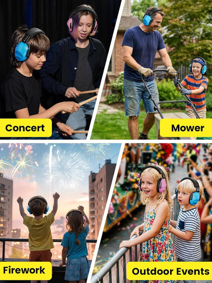 Dr.meter Ear Muffs for Noise Reduction: 27.4SNR Noise Cancelling Headphones for Kids Adults, EM100 Adjustable Hearing Protection Earmuffs for Monster Jam, Autism Sensory, Concerts, Fireworks- 3PACK
