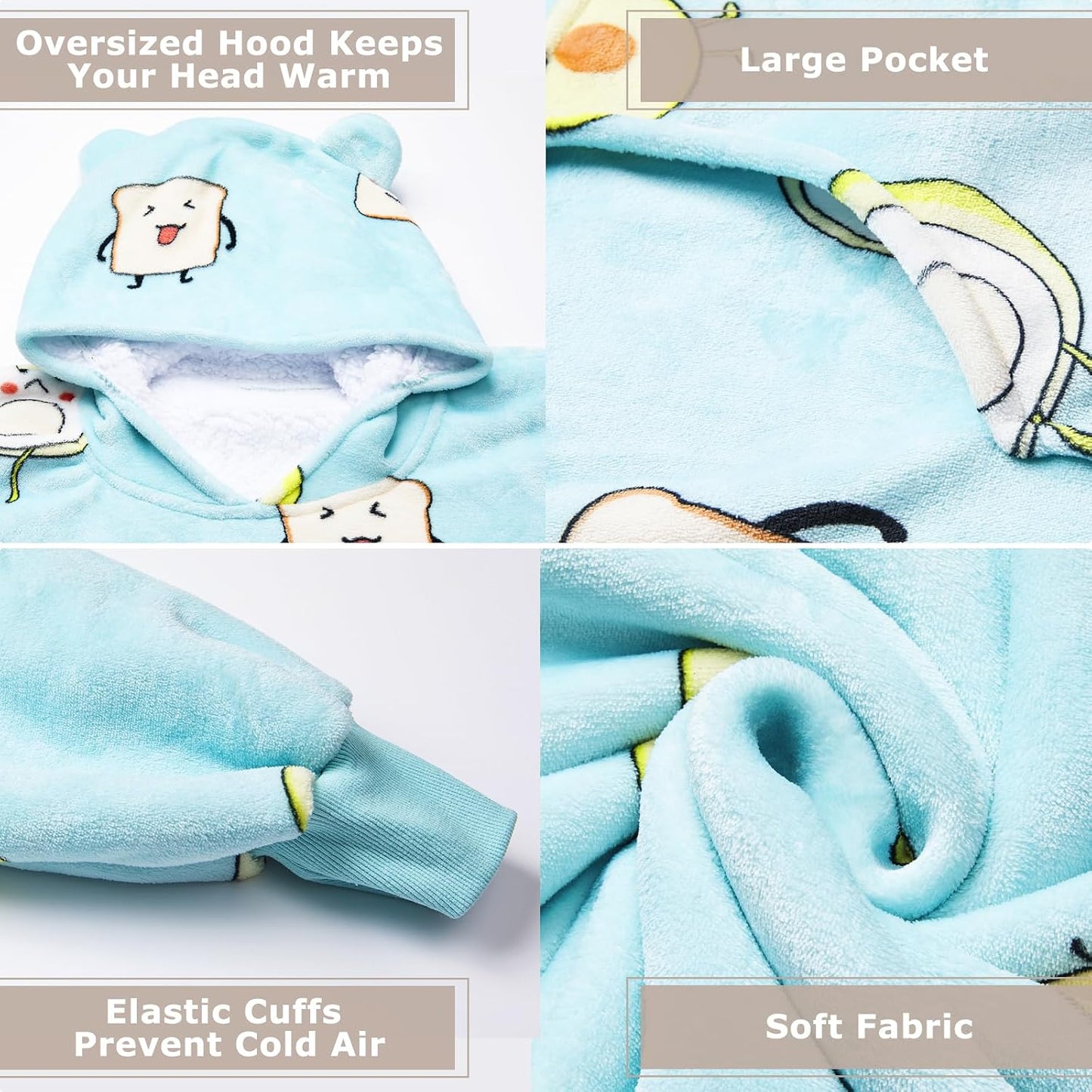 THREE POODLE Wearable Blanket Hoodie for Women, Oversized Sherpa Sweatshirt Blanket for Adults Men, Cozy Hooded Blankets, Gifts for Teen Girls Women Mom Sister