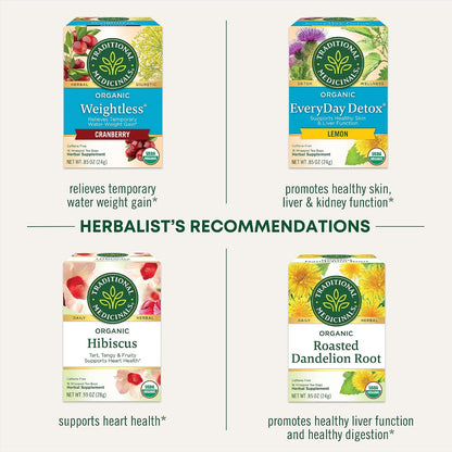 Traditional Medicinals Tea, Organic Roasted Dandelion Root, Supports Kidney Function & Healthy Digestion, 96 Tea Bags (6 Pack)