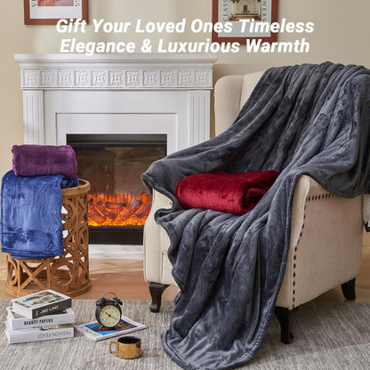 Electric Heated Blanket Throw Size 50''x60''-Control Heating Blanket, Soft & Warm Flannel 10-Level Temperature Control, 8 Hours Auto Off, Rapid Heating & Overheat Protection