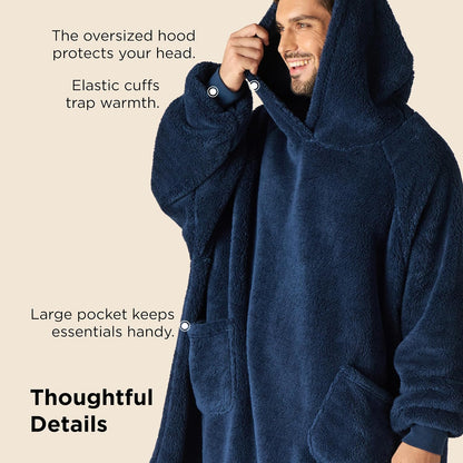 Bedsure Wearable Blanket Hoodies, Blanket Hoodie as Mothers Day Birthday Gifts for Mom Women, Warm Cozy Soft Sweatshirt Hooded Blankets for Women Men Adults, Grey, Standard