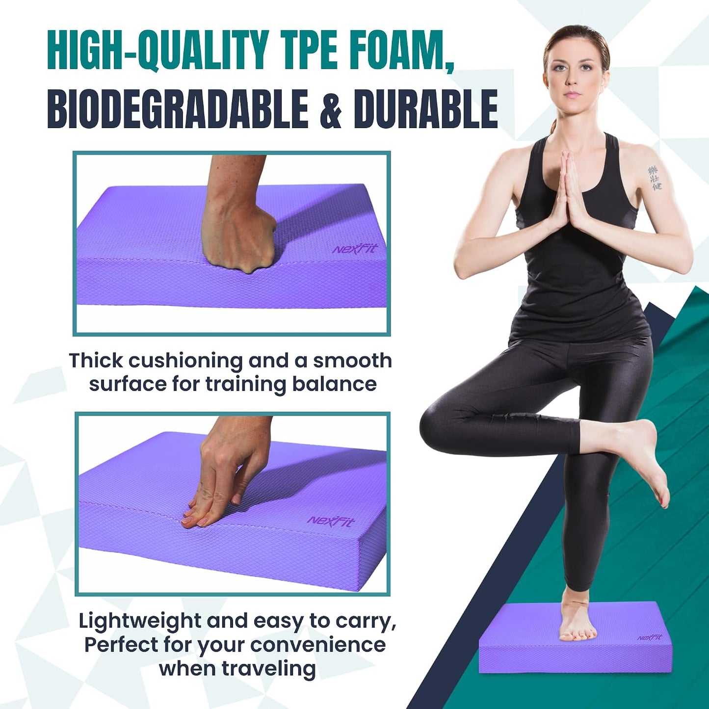 High-Density Balance Pad - Durable TPE Foam Balance Pad Physical Therapy, Foam Exercise Pad with Non-Slip Surface, Lightweight for Home & Gym Workouts, Core Strength & Balance Enhancement