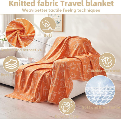 Travel Blanket Airplane - Ultra Soft & Lightweight Knit Design
