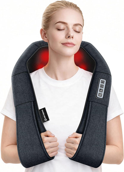 Mo Cuishle Women Men Gifts, Shiatsu Back Shoulder and Neck Massager with Heat, Electric Deep Tissue 4D Kneading Massage, Best Gifts for Mom Dad Wife Husband her Him, Christmas, Birthday (NOT Cordless)