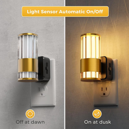 L LOHAS LED Night Light, Dimmable Night Lights Plug into Wall, Automatic Night Lights Plug in with Auto Light Sensor,Adjustable Brightness Amber LED Night Light, for Bedroom Hallway Home Decor
