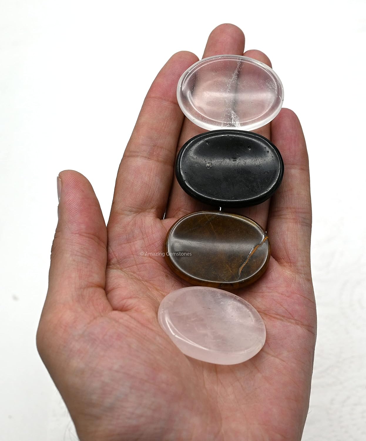 Amazing Gemstone Labradorite Thumb Worry Stone, Anxiety Stone, Healing Crystals - Piedra Crystal Fidget for Gift, Meditation, Calming, Relaxation, Stress Relief - Colors B