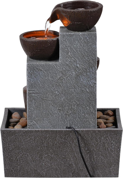 13 Inch Tabletop Water Fountain Indoor, Desktop Waterfall Fountain with LED Lights, Indoor Fountain Zen Decor for Home Office Bedroom Meditation Relaxation Desk Decor, Gift for Women and Mom