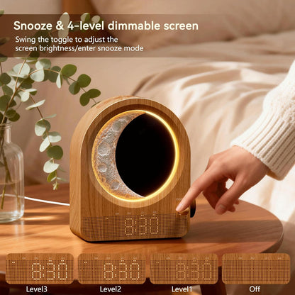 blonbar Sunrise Alarm Clocks for Bedrooms, Stepless Dimmable Moon Lamp Dual Alarm Clock with 12Levels Volume for Heavy Sleepers, 10 Natural Sounds with 30/60/90mins Timer, Gifts for Women