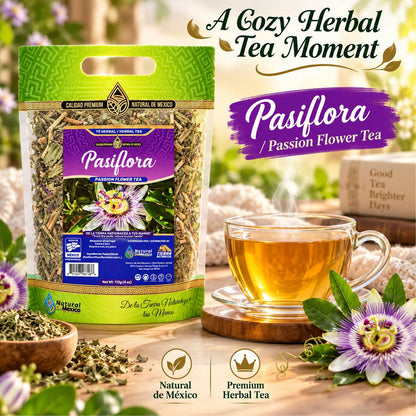 Natural de Mexico Pasiflora - Passion Flower Herbal Tea, Loose Dried Herb for Traditional Infusion, Resealable Pouch 4 oz (113 g)