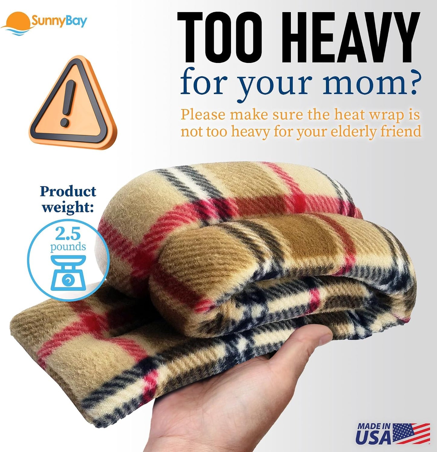 SunnyBay Microwavable Heating Pad for Neck and Shoulder, Heated Neck Wrap, Microwave Heat Pad, Weighted Beanbag Moist Hot or Cold Compress, 2.2 lbs, 26x4 Inches, Navy Blue