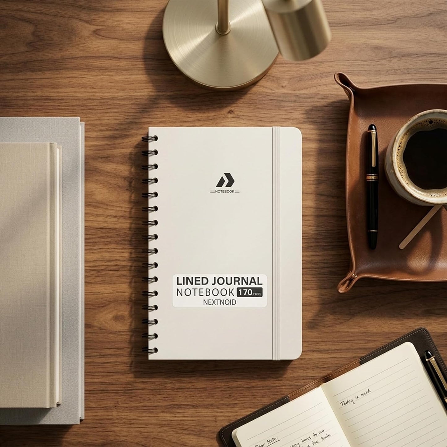 Nextnoid Lined Spiral Notebook Journal For Women & Men - A5(5.8" x 8.3") 170 Pages, Hardcover Notebooks for Work & Note Taking, College Ruled Journals for Writing - Grey