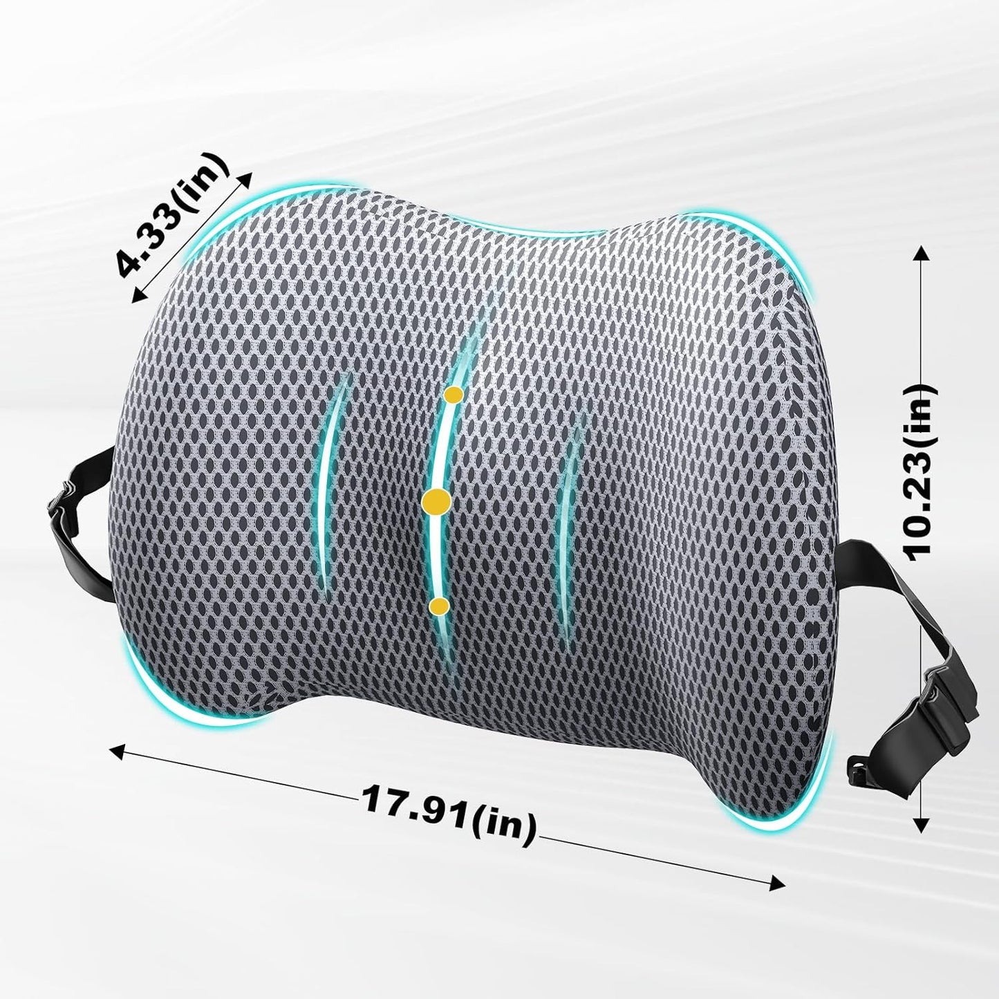 BYMECOST Lumbar Support Pillow for Car, Memory Foam Car Seat Back Support Pillow for Driving, Back Cushion with Strap for Pain Relief, Ergonomic Back Cushion for Office Chair, Wheelchair (Black)
