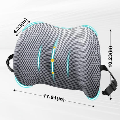 BYMECOST Lumbar Support Pillow for Car, Memory Foam Car Seat Back Support Pillow for Driving, Back Cushion with Strap for Pain Relief, Ergonomic Back Cushion for Office Chair, Wheelchair (Black)