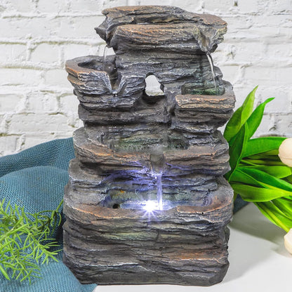 Ferrisland Tabletop LED Light Meditation Indoor Waterfall Fountain
