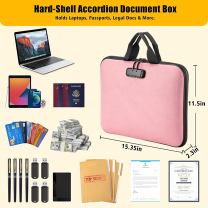 facka Fireproof Document Organizer Box with Lock, 13 Pocket Safe File Bag