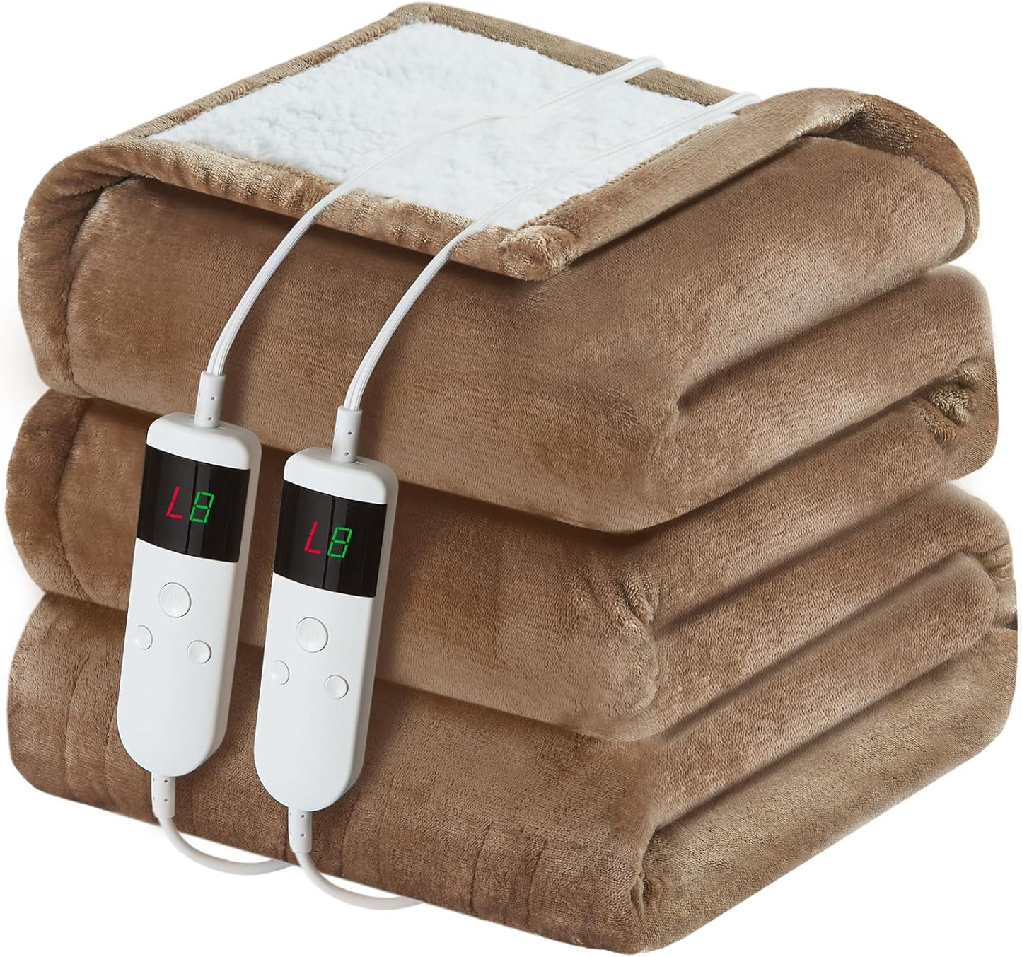 Electric Heated Blanket Throw Size 50''x60''-Control Heating Blanket, Soft & Warm Flannel 10-Level Temperature Control, 8 Hours Auto Off, Rapid Heating & Overheat Protection