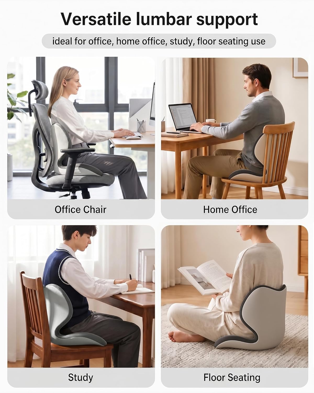 Ergonomic Seat Cushion for Office Chair - Extra Thick Premium Memory Foam with Back & Pelvic Support, Posture Support Cushion for Work from Home, Long Sitting Comfort, Fits Max Hips 40", Waist 38"