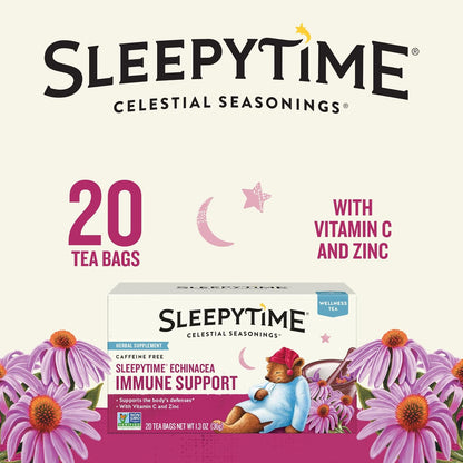 Celestial Seasonings Sleepytime Tea Plus Melatonin, Caffeine Free, Celestial Seasonings Herbal Tea, 18 Bag Box