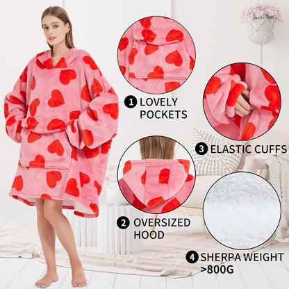 Fiosnow Sun and Moon Blanket Hoodies for Women and Men Adult Oversize Wearable Blanket Hoodies for Soft and Warm