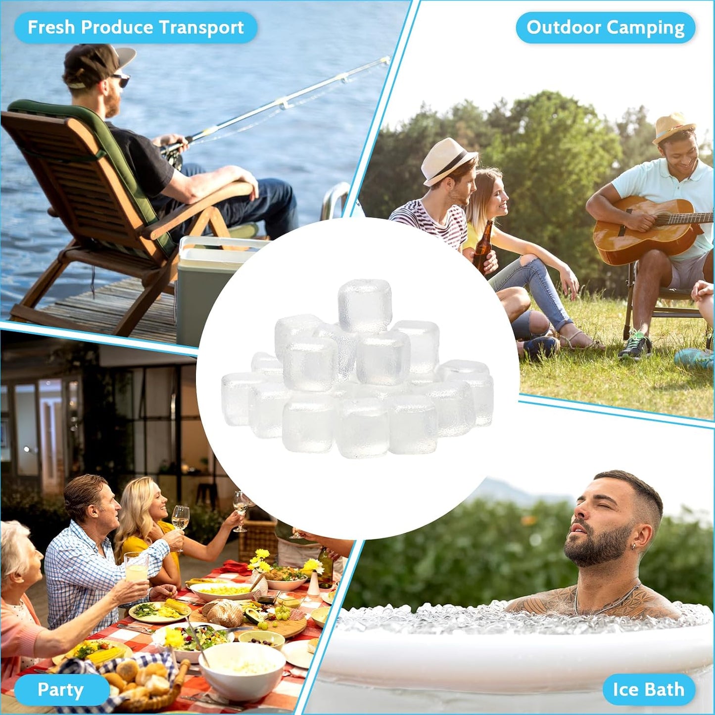 360 Pack Reusable Ice Cubes Refreezable Ice Cubes Without Diluting Reusable Ice Cubes for Drinks Large Pack Ice Cube Frozen BPA Free for Party Bars Ice Bath Camping