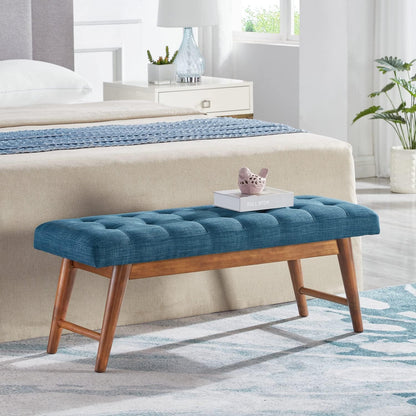 Amazon Basics Small Ottoman Foot Rest, Mid-Century Modern X Square Polyester Foot Stool, Linen, Ivory White, 18" D x 19.8" W x 18.3" H