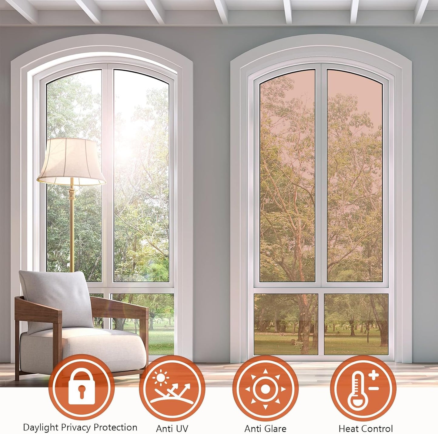 KESPEN Total Blackout Window Film Privacy Static Cling 100% Light Blocking Room Darkening Window Cover Heat Control Anti-UV Glass Sticker Window Tint for Home with Grid Line, 17.5 Inch X 6.5 Feet