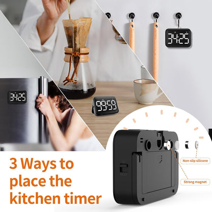 VOCOO Magnetic Kitchen Timer for Cooking with Count Up Countdown, Digital Timer Battery Powered with Large Display, 2 Brightness and Volume Levels for Classroom, Teacher, Kids