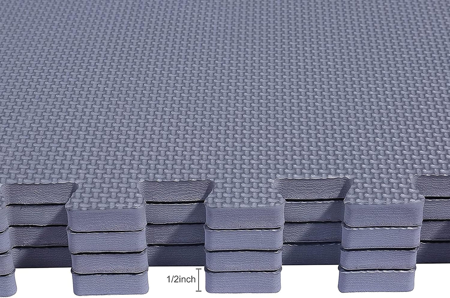 BalanceFrom Puzzle Exercise Mat 1/2" Thick, EVA Interlocking Foam Floor | Tiles for Home Gym, Mat for Home Workout Equipment, Floor Padding for Kids, Black, 24 in x 24 in x 1/2 in, 144 Sq Ft-36 Tiles