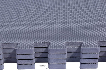 BalanceFrom Puzzle Exercise Mat 1/2" Thick, EVA Interlocking Foam Floor | Tiles for Home Gym, Mat for Home Workout Equipment, Floor Padding for Kids, Black, 24 in x 24 in x 1/2 in, 144 Sq Ft-36 Tiles