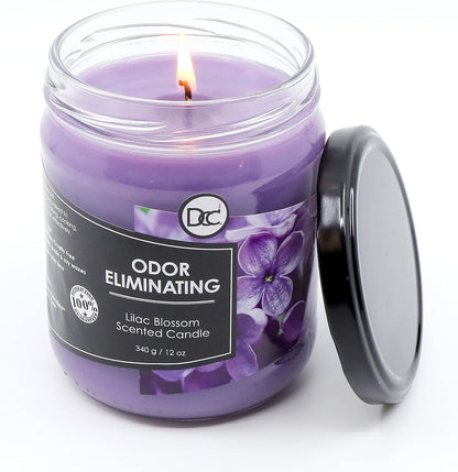 Vanilla Bean Odor Eliminating Highly Fragranced Candle - Eliminates 95% of Pet, Smoke, Food, and Other Smells Quickly - Up to 80 Hour Burn time - 12 Ounce Premium Soy Blend - Colors A
